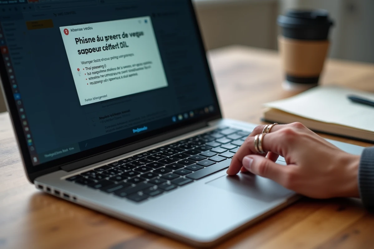 Main hésitant avant de cliquer sur une alerte de sécurité anti-phishing dans une messagerie Zimbra