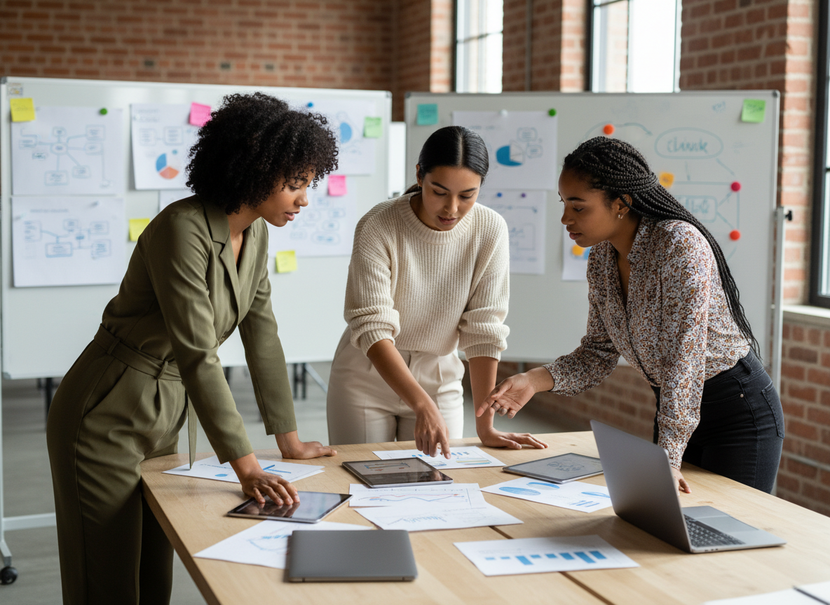 Groupe de femmes collaborant autour d