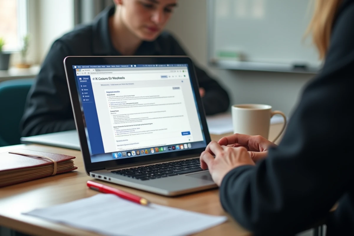 Écran de webmail académique Bordeaux ouvert sur le bureau d'un enseignant avec des documents scolaires